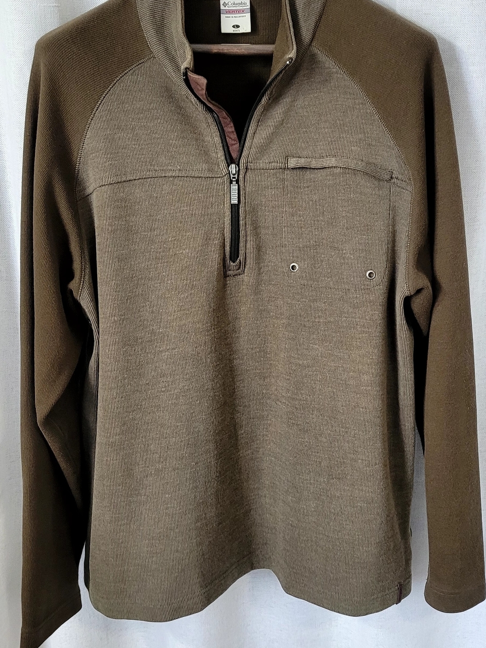 Columbia Vertex Men's 1/4 Zip Ribbed Knit Fleece Pullover Sweater Brown Large